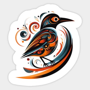 Mesmerizing Orange and Blue Bird Sticker